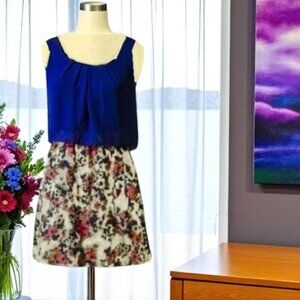 Emerald Sundae Blue and Floral Mini Dress